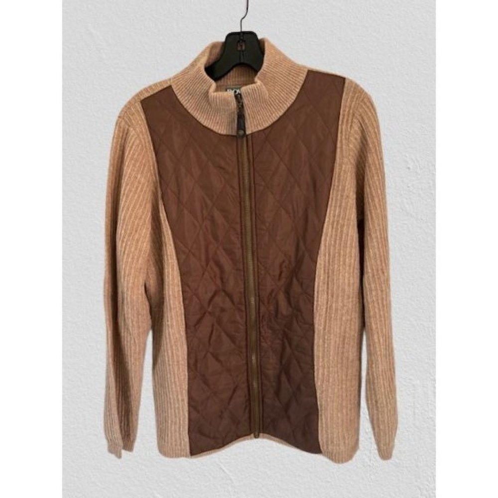 DOVER Saddlery Full Zip Equestrian jacket wool blend quilted beige Size Large